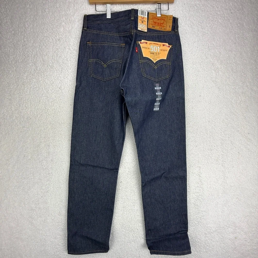 Levis 501 Original Fit Shrink-To-Fit Indigo Rigid Jeans 31x32 005010000 Mens